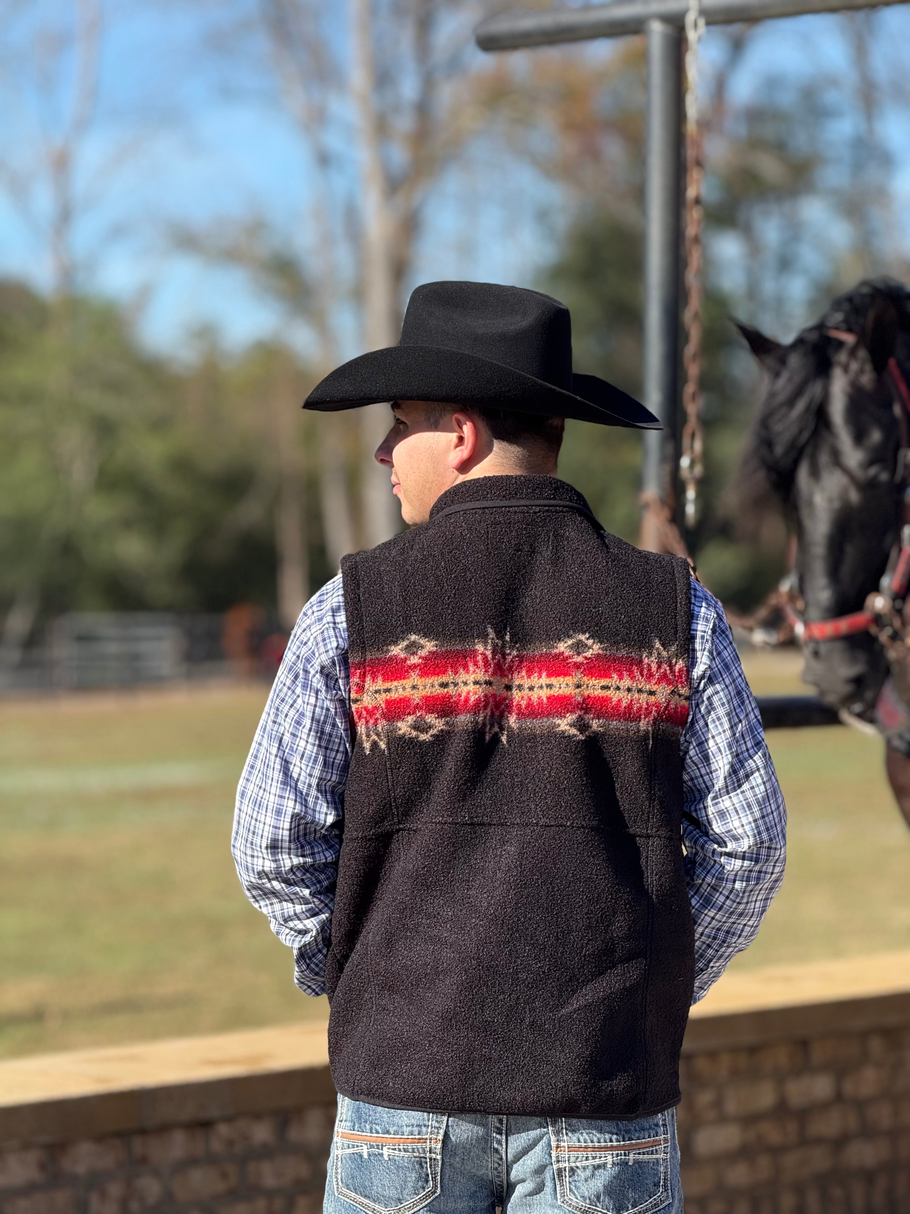 ROCK & ROLL PRINT BERBER AZTEC VEST BLACK