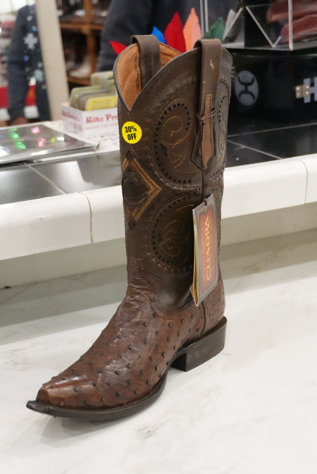 CUADRA BOOT AVESTRUZ BROWN LASER SNIP TOE