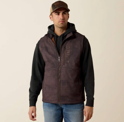 MEN'S ARIAT PATRIOT FLAG SOFTSHELL VEST BROWN 10079521