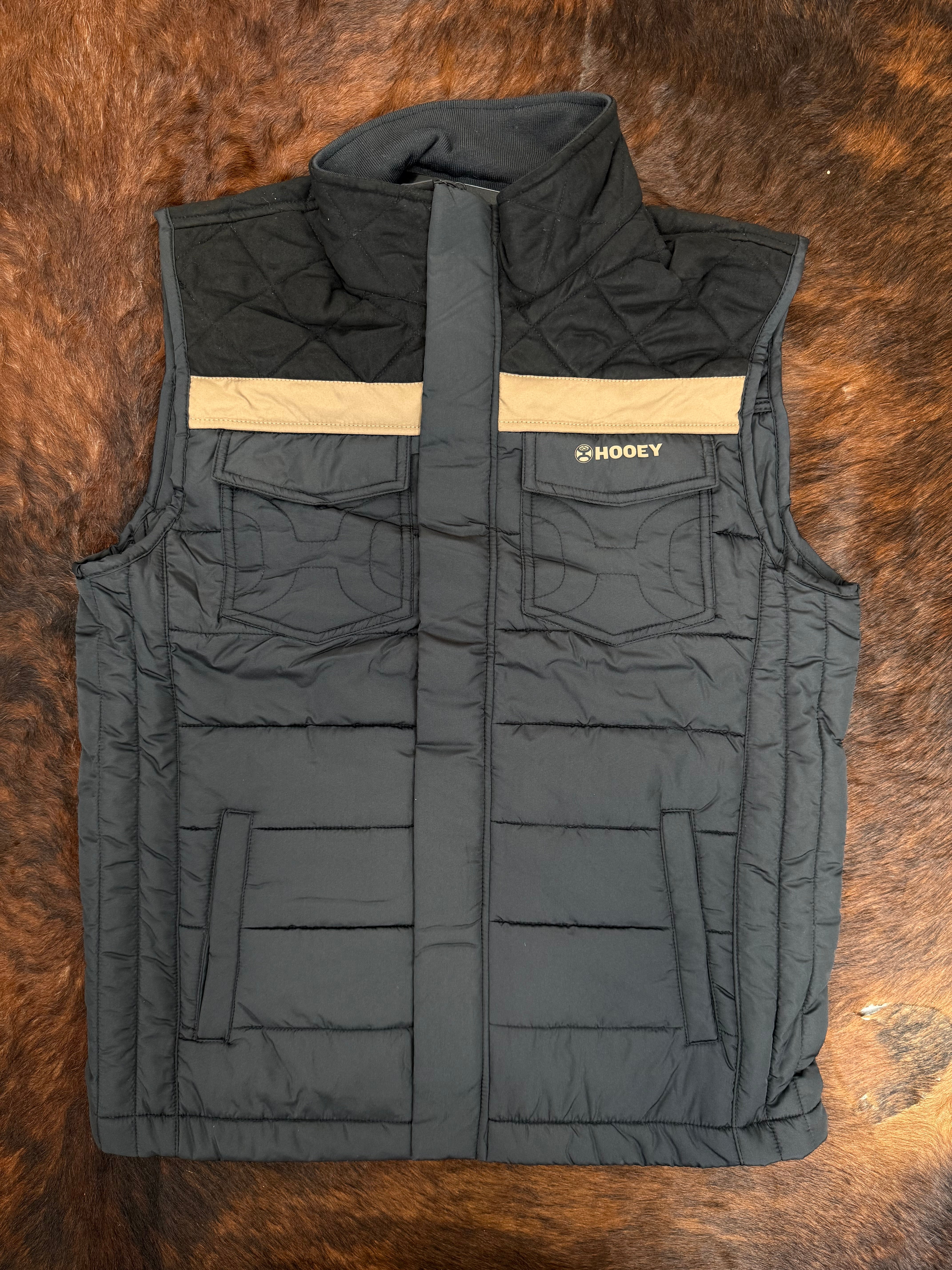 HOOEY MENS BANFF BLACK PACKABLE VEST HV117BK