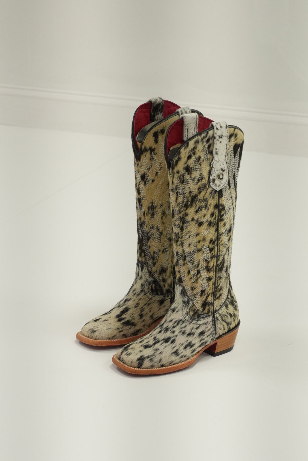 LA HERRADURA WOMEN TALL BOOT MELISSA HD COWHIDE BLANCO/NEGRO RED SQUARE TOE