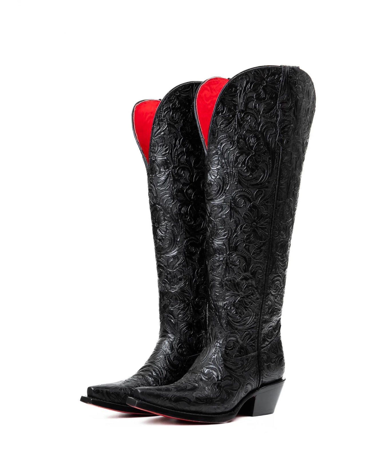 ROCKEM WOMEN TALL BOOT NANCY HD CINCELADO NEGRO SNIP TOE RED BOTTOM
