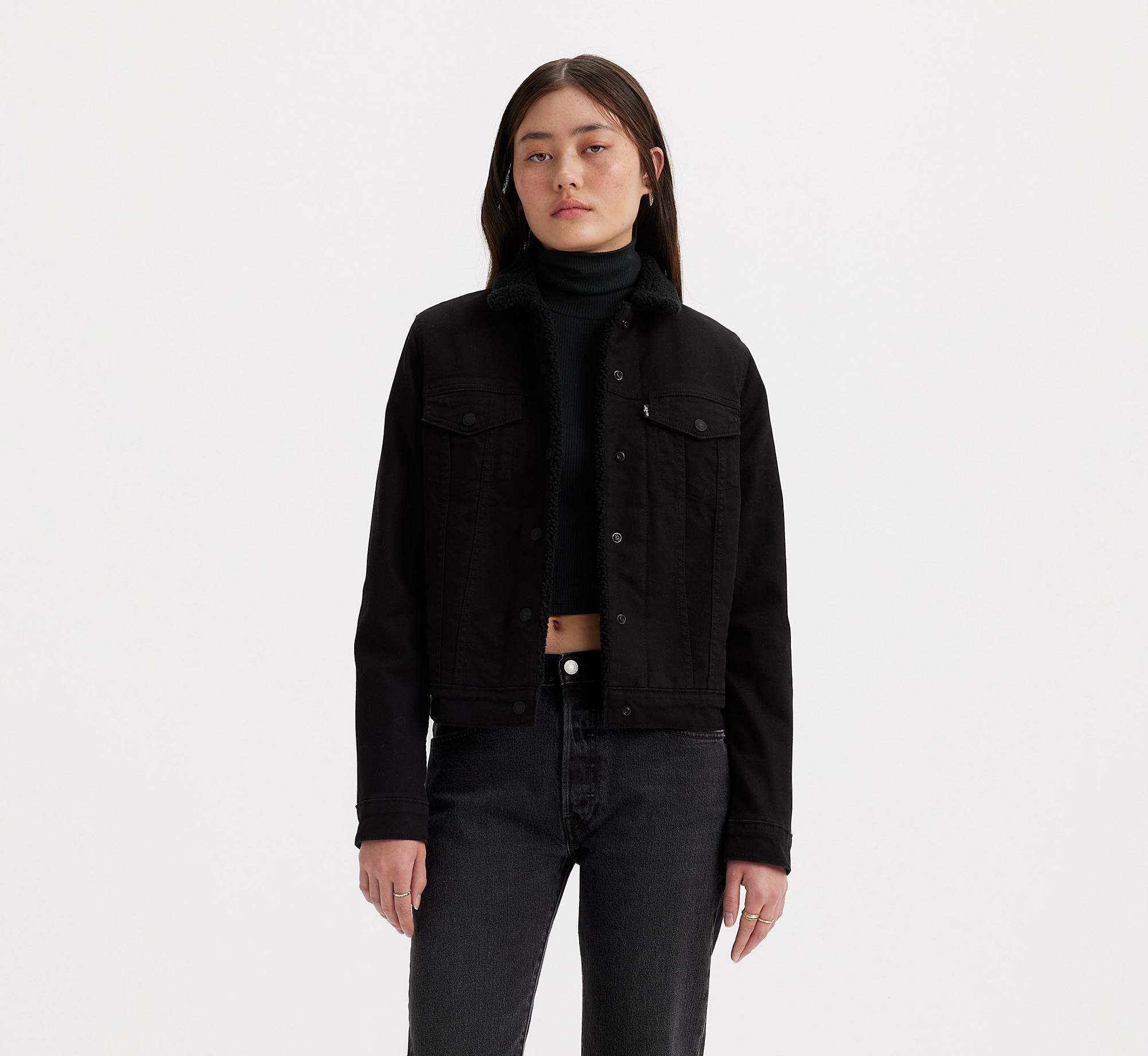 LEVI'S ORIGINAL SHERPA TRUCKER BLACK JACKET LADIES