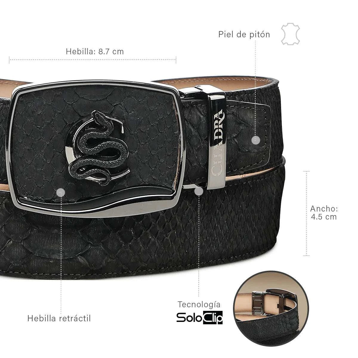 CUADRA BELT PYTHON NUBUCK NEGRO BC483 Laherradurawwnc.com