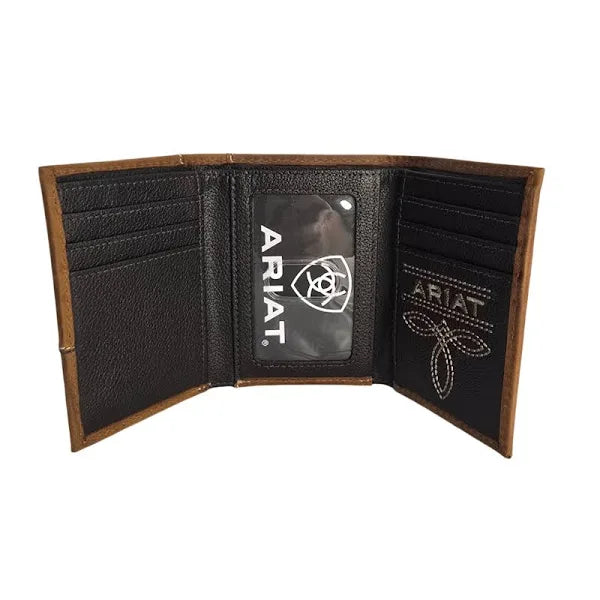 ARIAT MENS BROWN TRIFOLD WALLET- A3555744