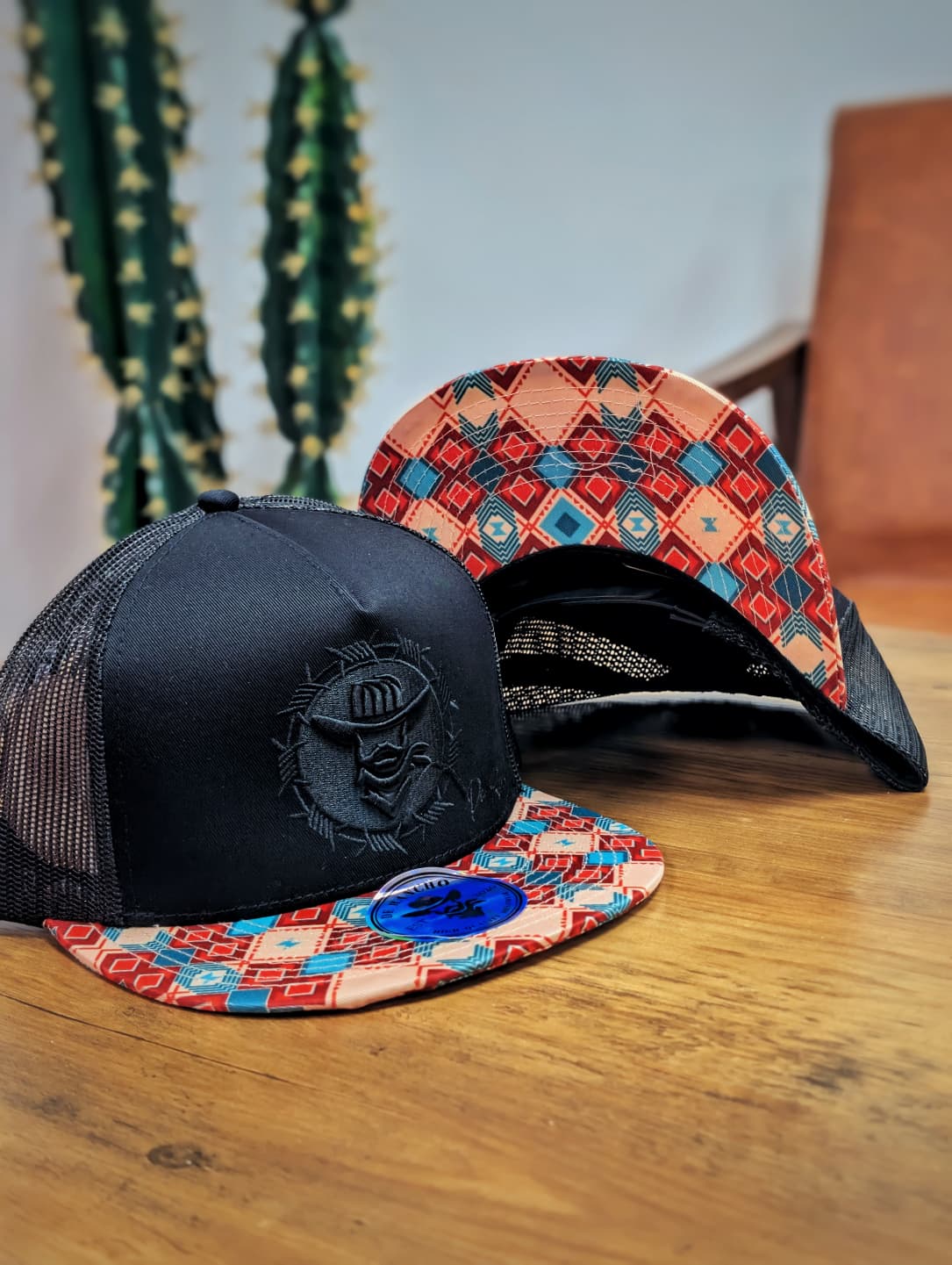 DE RANCHO HATS SNAPBACK AZTEC PRINT BLACK