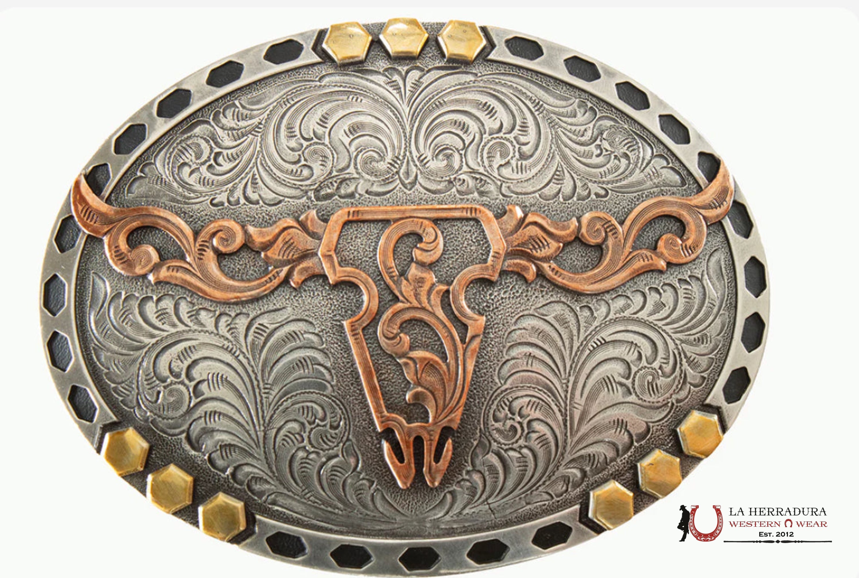 37949 Nocona Oval LongHorn Multi Color Belt Buckle ACCESORIOS