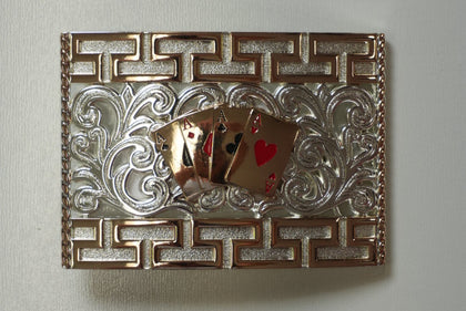 HEBILLA CUADRADA ASES PLATA Y ORO
