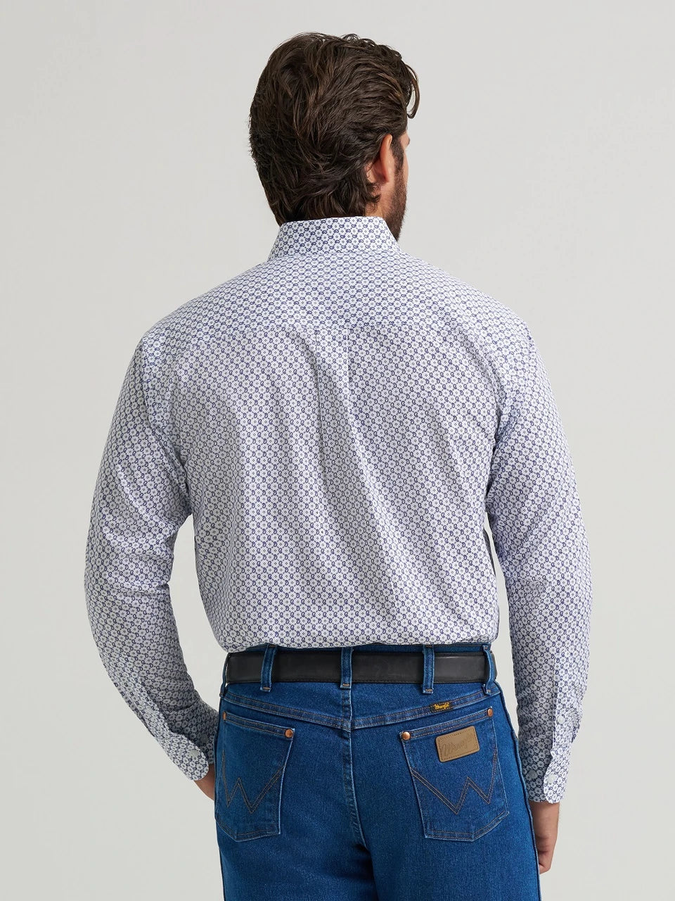 WRANGLER RELAXED FIT BLUE/WHITE PRINT MEN SHIRT- 112479162