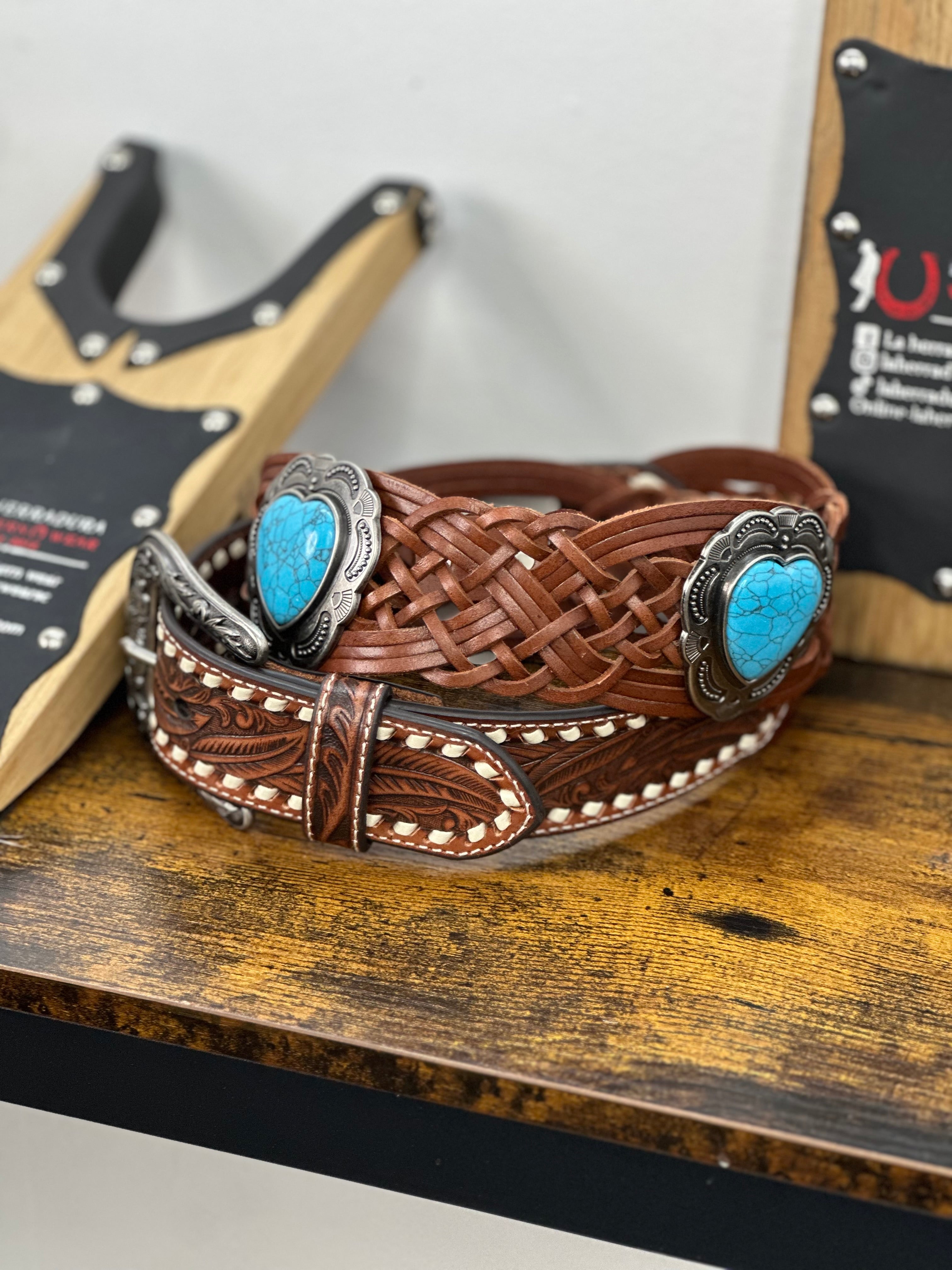 ANGEL RANCH TURQ HEART BELT