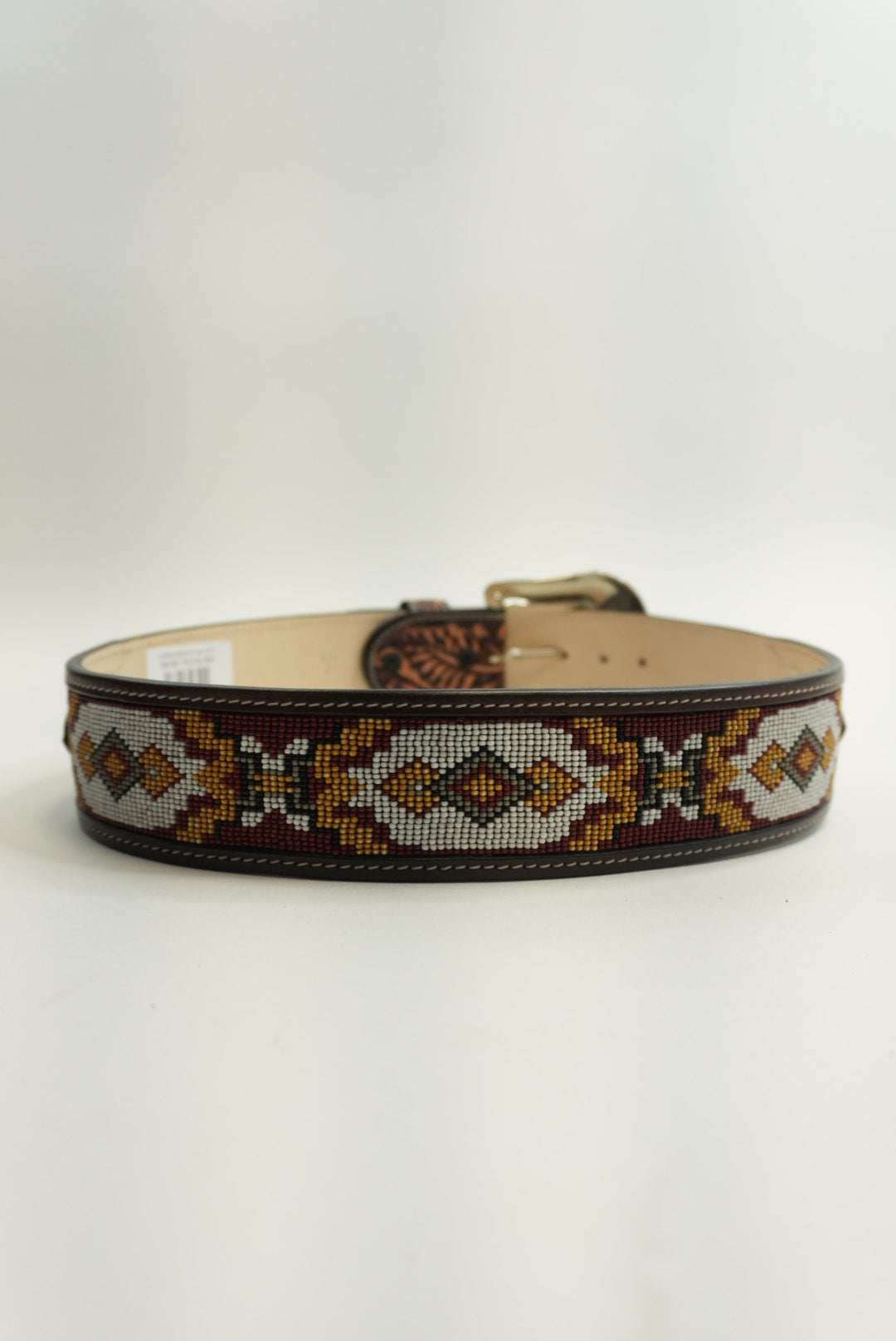 LA HERRADURA BELT 2 INCH AZTEC BURGUNDY/MUSTARD YELLOW NEW DESIGN