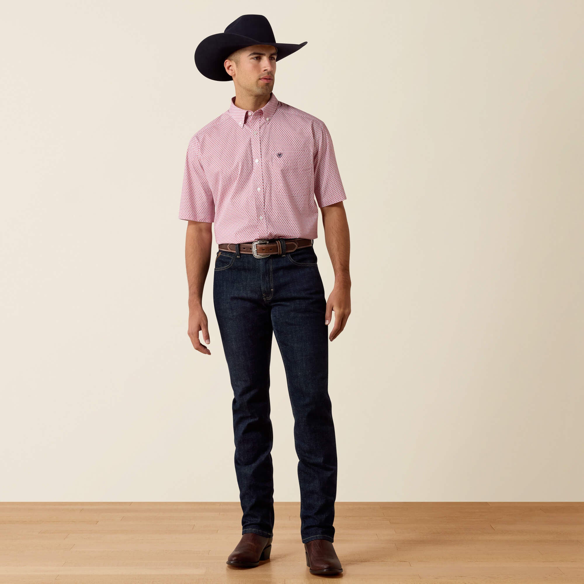 ARIAT MEN BOWMANSS SHRT HIBISCUS RED TRIANGLE PRINT 10073588