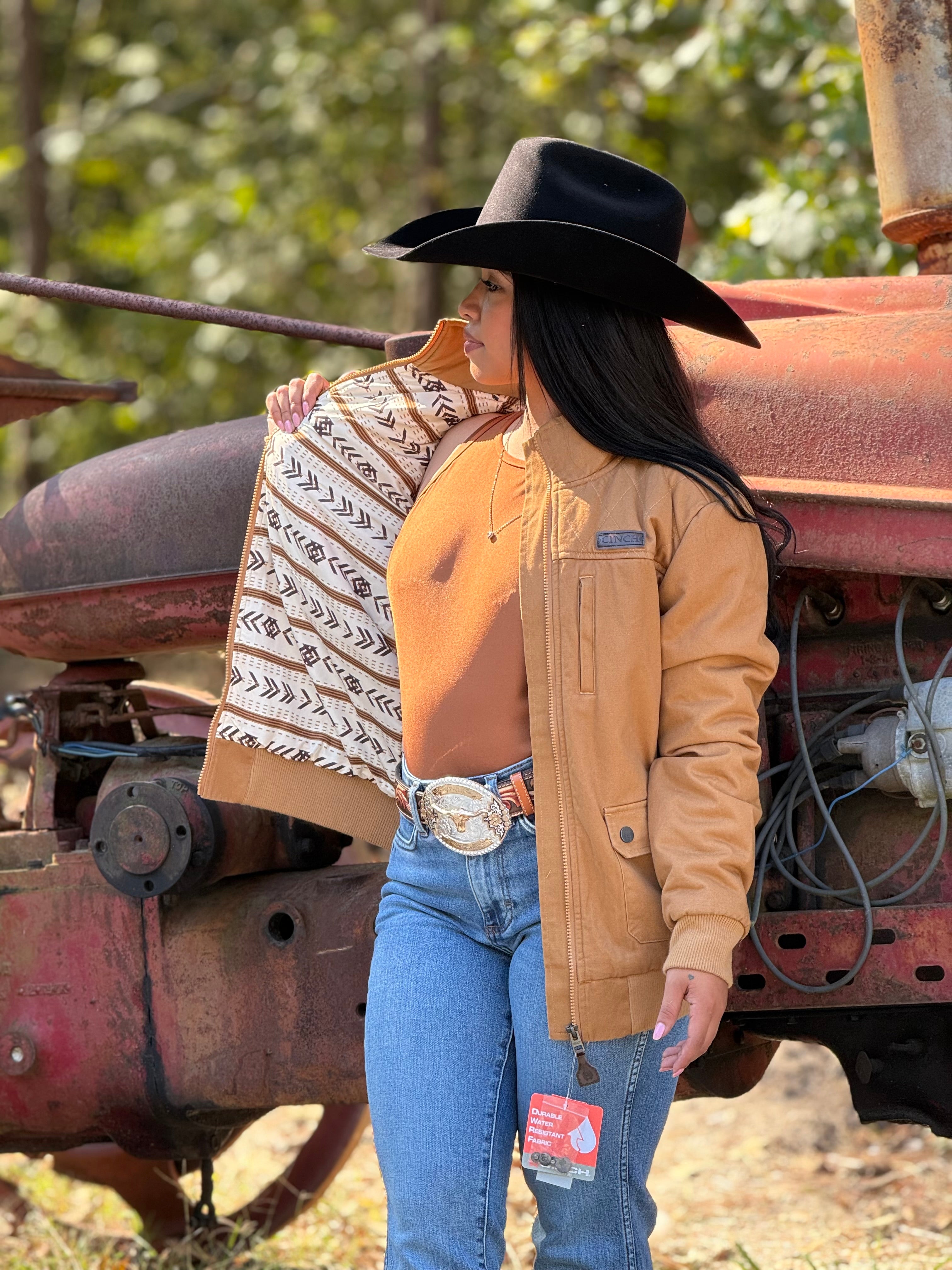 Cinch Womens Tan/Brown Inside Aztec Jacket