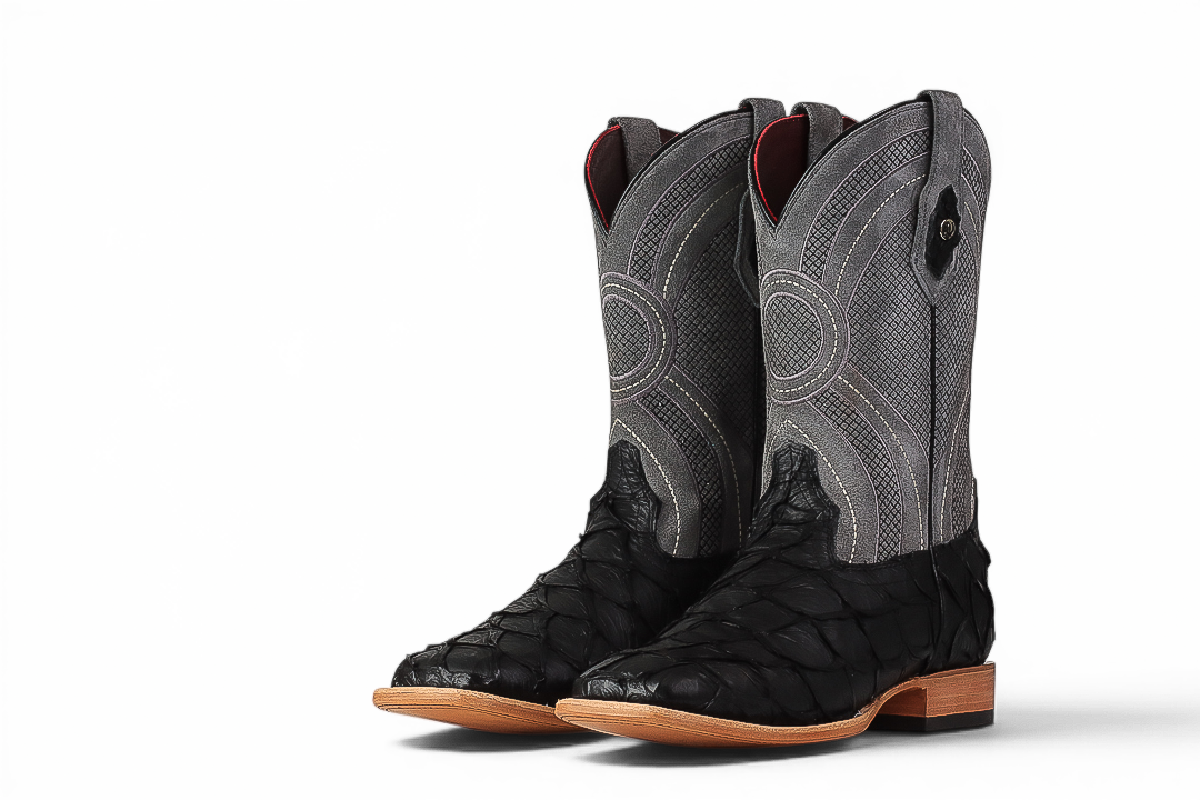 LA HERRADURA LH008 MEN’S BOOTS EXOTIC-RANCHERA FISH MATTE BLACK SQ-TOE EE