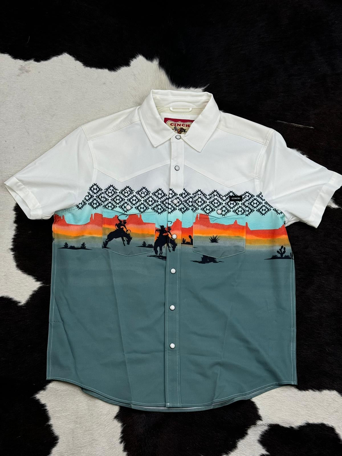 CINCH WHITE SUNSET PANTONE SNAP SHORT SLEEVE