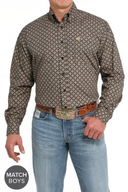 MEN'S MEDALLION PRINT BUTTON-DOWN WESTERN SHIRT- MTW1105836