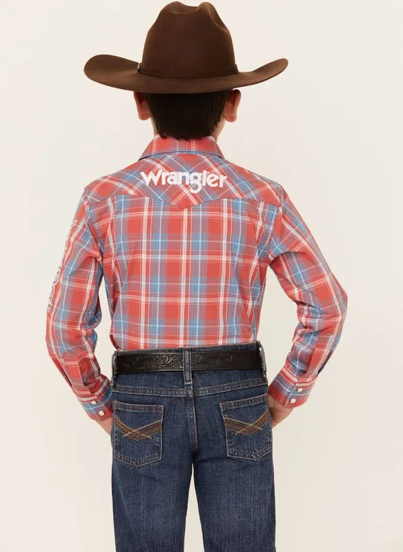 BOY'S WRANGLER LONG SLEEVE SHIRT RED 112344422