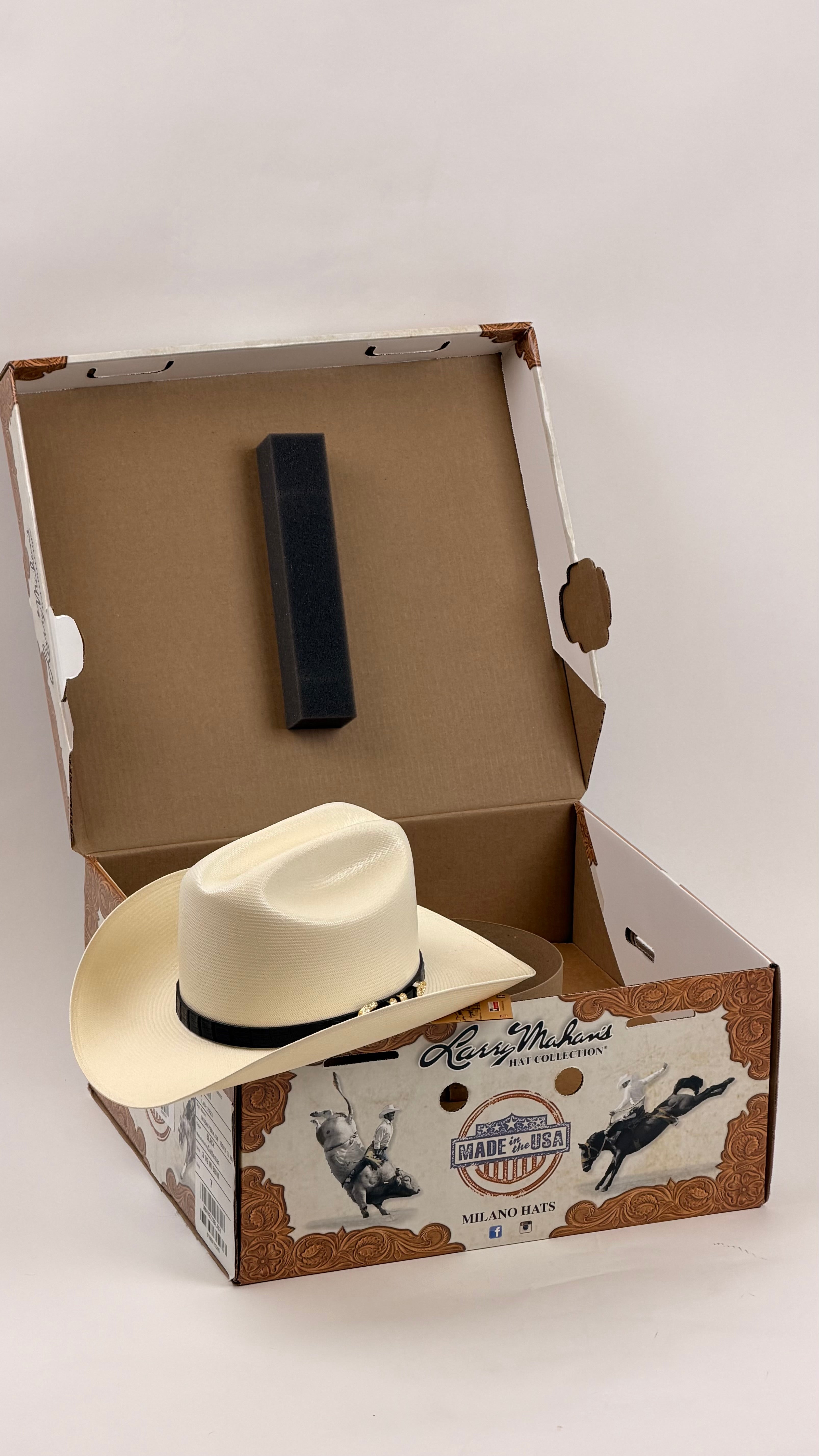 LARRY MAHAN 1000X EL MEJOR BLACK 3 1/2 STRAW HAT CATTLEMAN