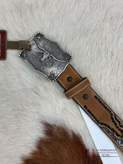 3D BELT COMPANY BOY BELT NAVY LIGHT TAN MULTI