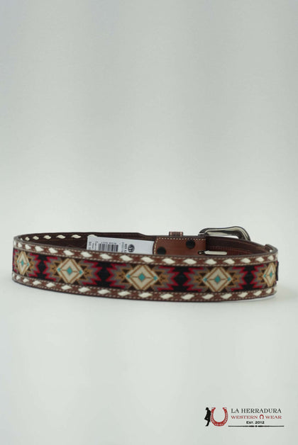 3D BELT COMPANY CINTURÓN AZTEC STITCHED DETALLE ROJO NEGRO BLANCO