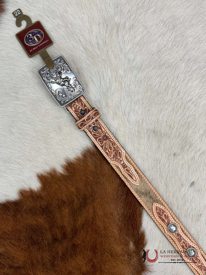 3D BELT COMPANY ORIX HAND TOOLED COWHIDE EMBELISH
