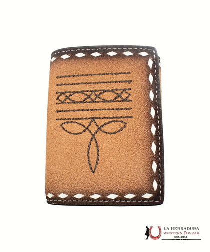 CARTERA PLEGABLE 3D CON COSTURAS MARRONES D250016702