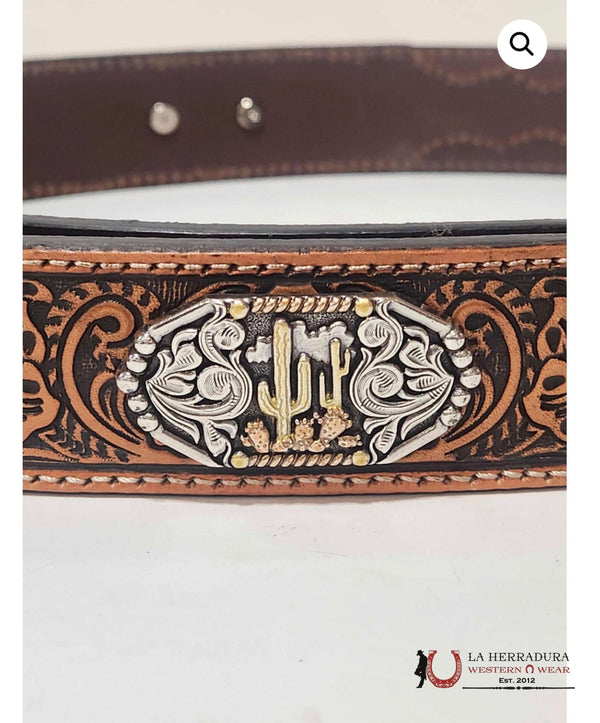3D MENS LEATHER CACTUS  BELT D100013802