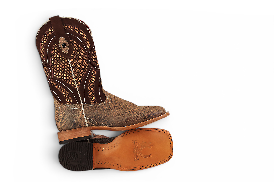 LA HERRADURA LH011 BOTAS DE HOMBRE EXÓTICAS-RANCHERA PITÓN ANTE BEIGE PUNTA CUADRADA EE