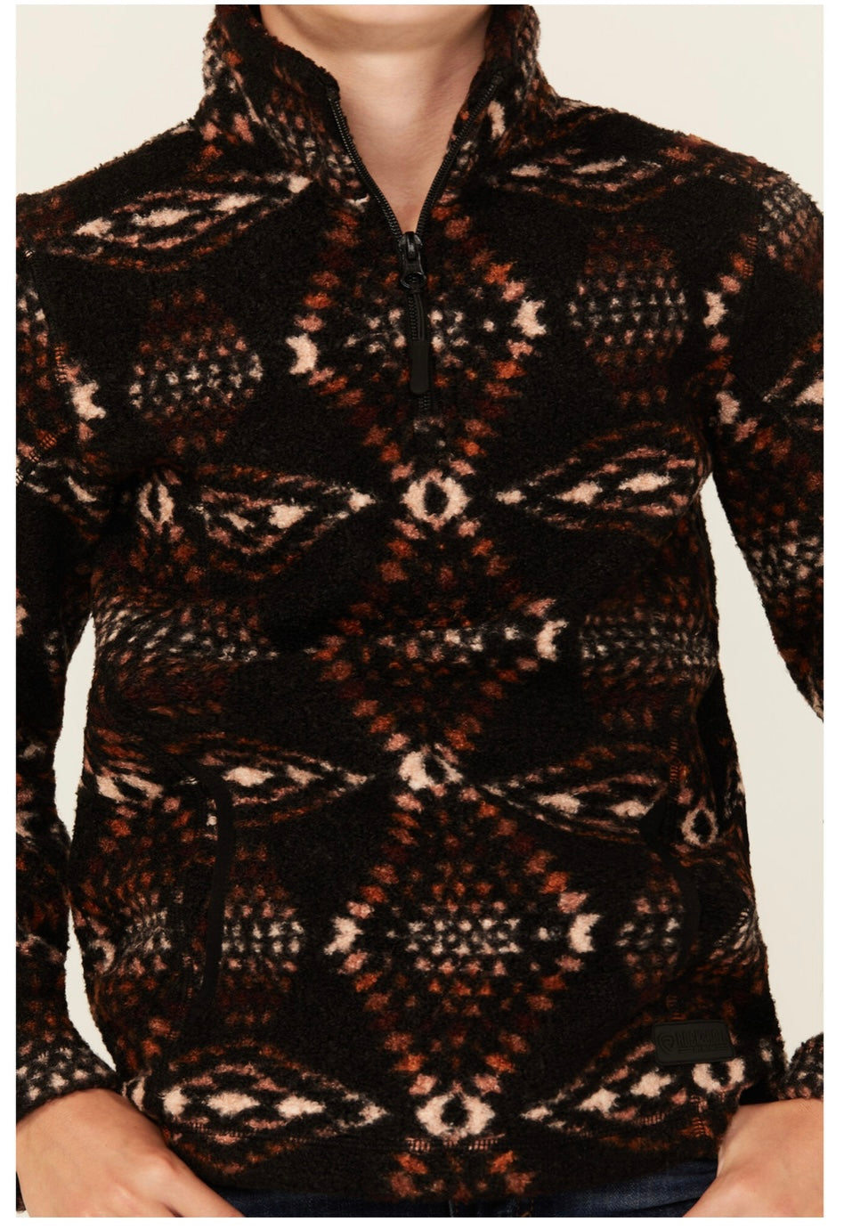 Rock&Roll Youth Brown Printed Berber 1/4 Zip - 308646