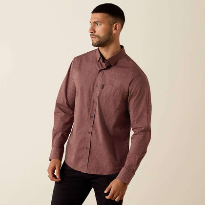 ARIAT MENS SHIRT MODERN  SLIM FIT ROSE TAUPE GEO STRIPE  10072730