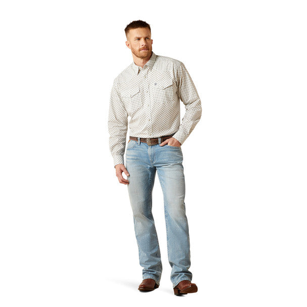 ARIAT MEN WHITE FENN SNP LS SHIRT -10065784