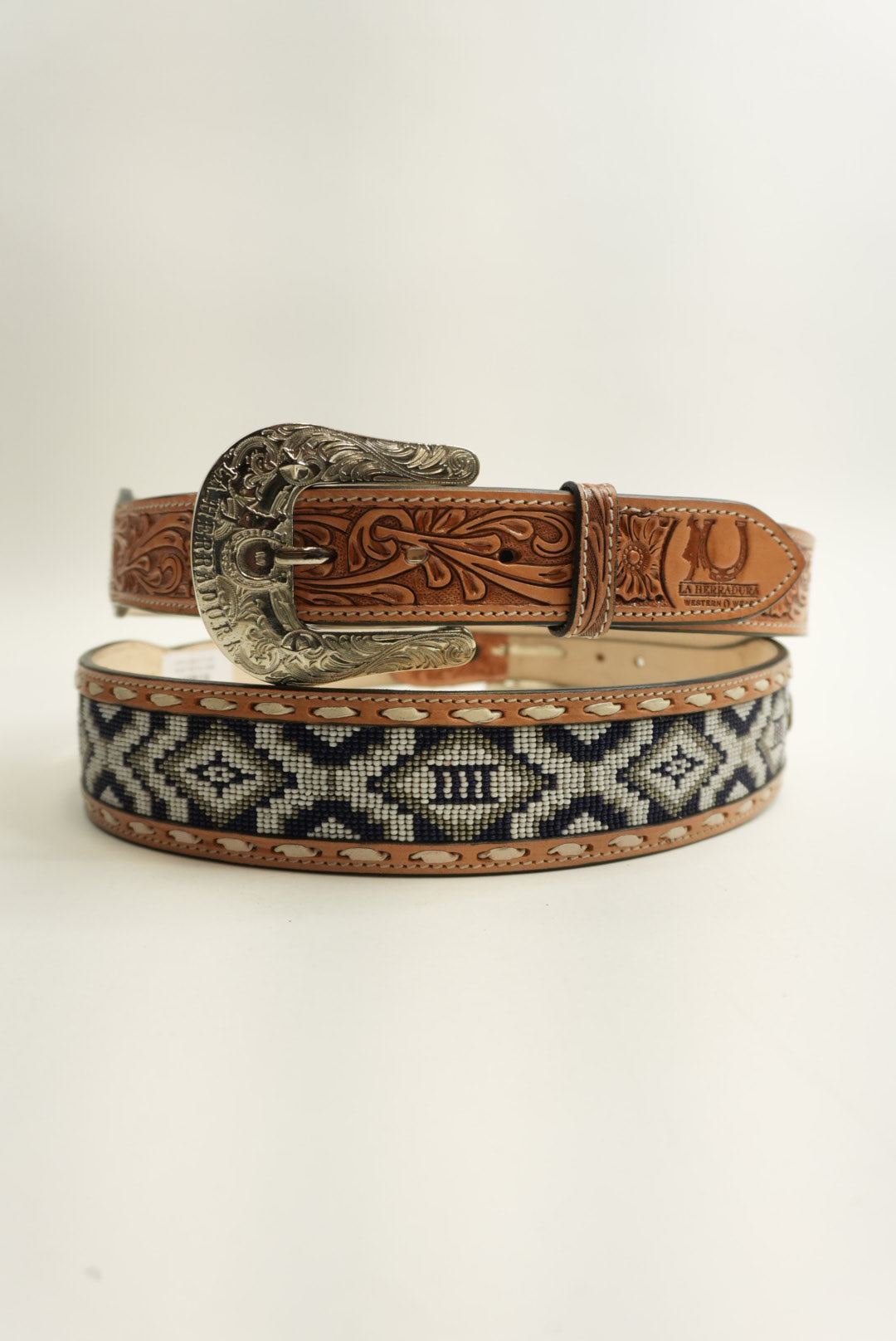 LA HERRADURA BELT AZTEC NAVY BLUE/WHITE NEW DESIGN