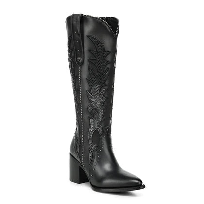 BOTAS CUADRA DE MUJER CC337 DE RES CASTELLO NEGRO CON PUNTA AFILADA