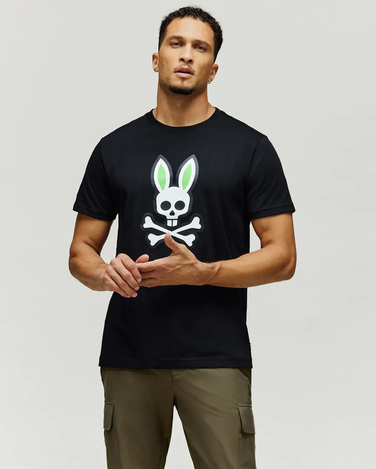 CAMISETA GRÁFICA REX DE PSYCHO BUNNY NEGRO Y VERDE - MT0200324