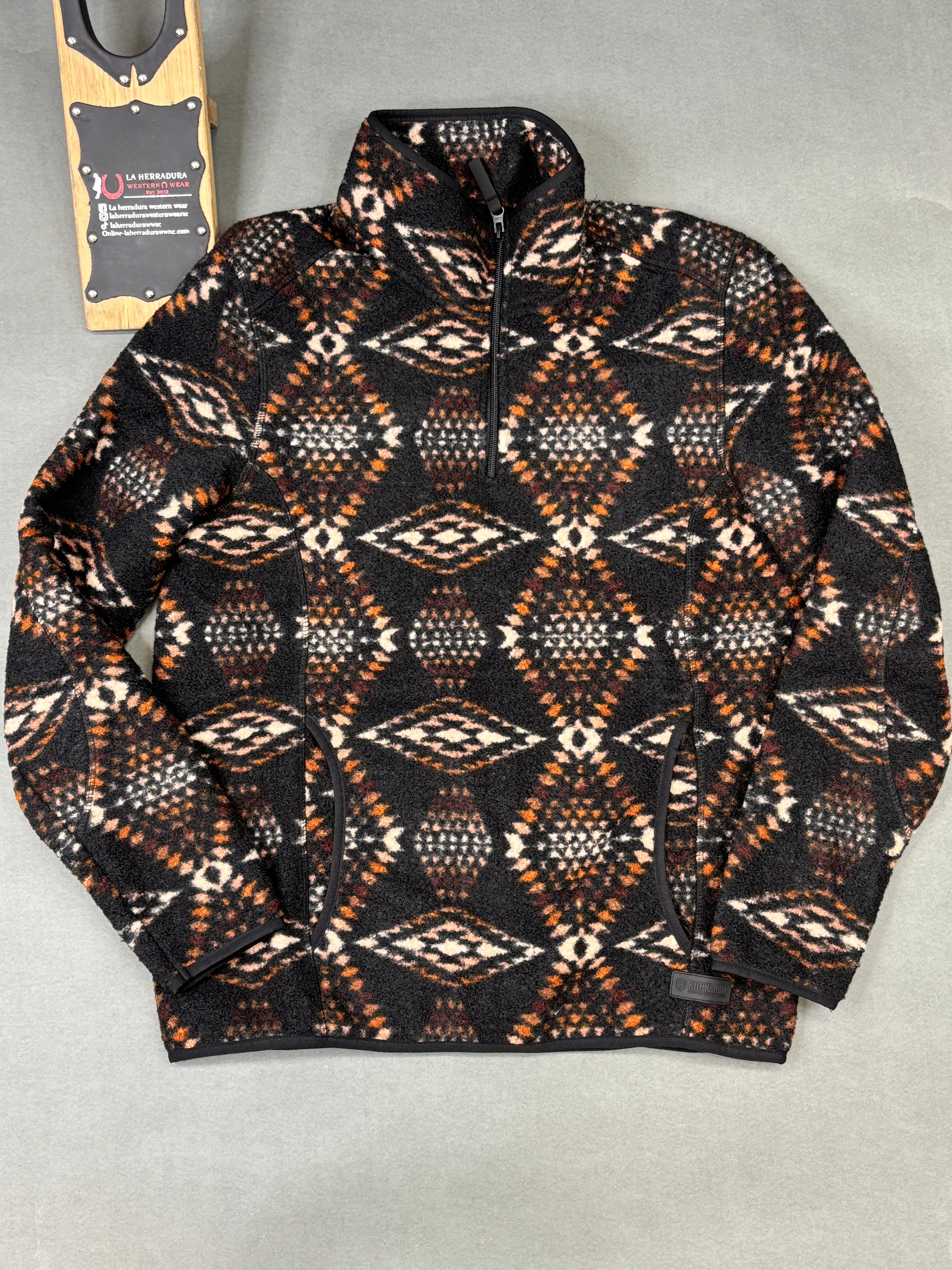 ROCK & ROLL BROWN AZTEC PRINTED BERBER JACKET 1/4 ZIP