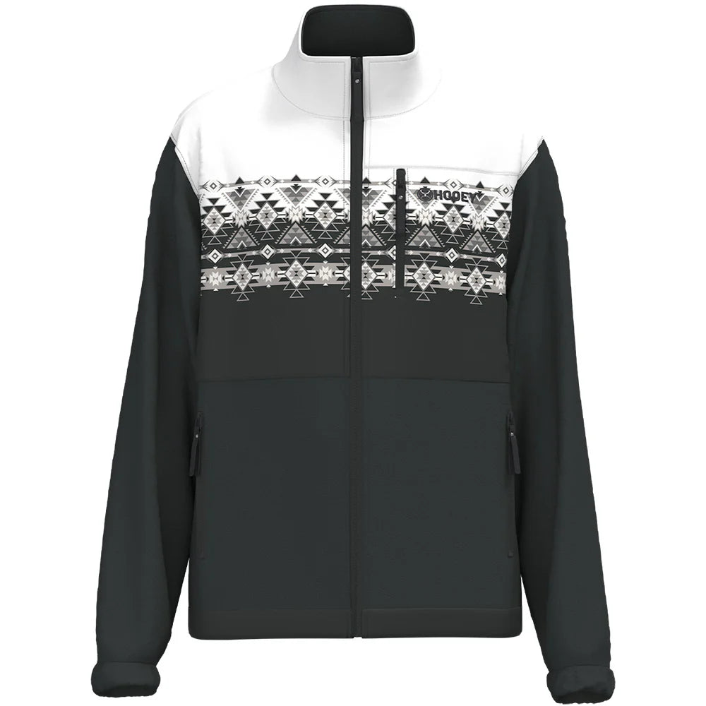 Hooey® Men's Tech Fleece Jacket Black/White w/Aztec BKWH-S