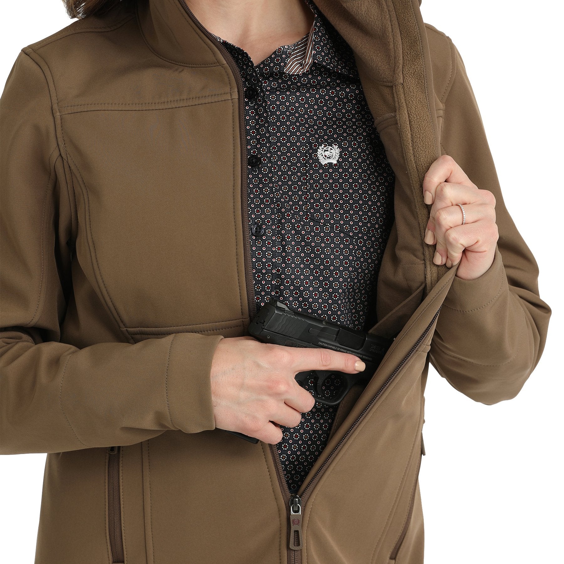 Women's Aztec Logo Solid Concealed Carry Bonded Jacket - 4466