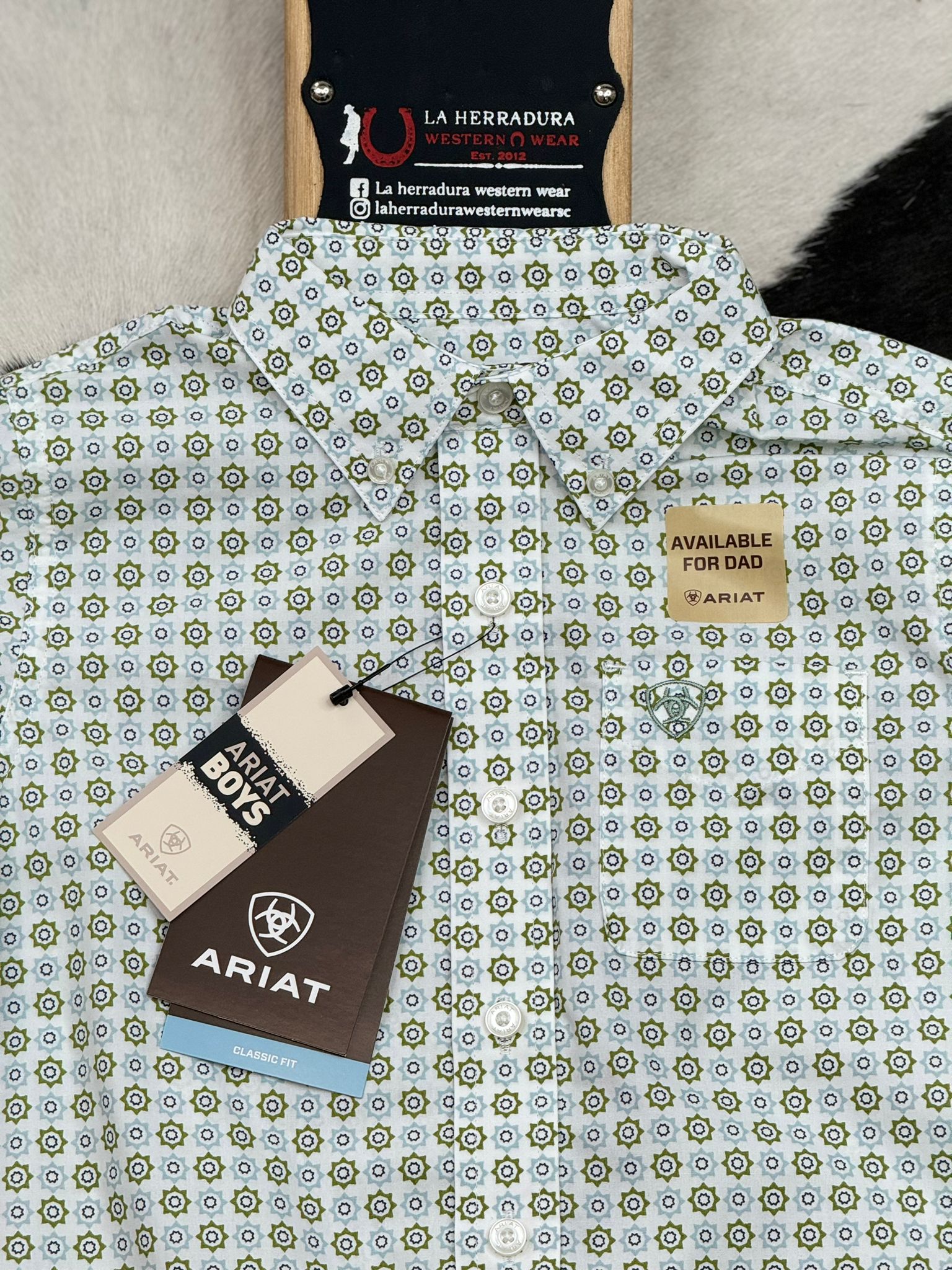 ARIAT BOYS EDUARDO GREEN SHORT SLEEVE SHIRT