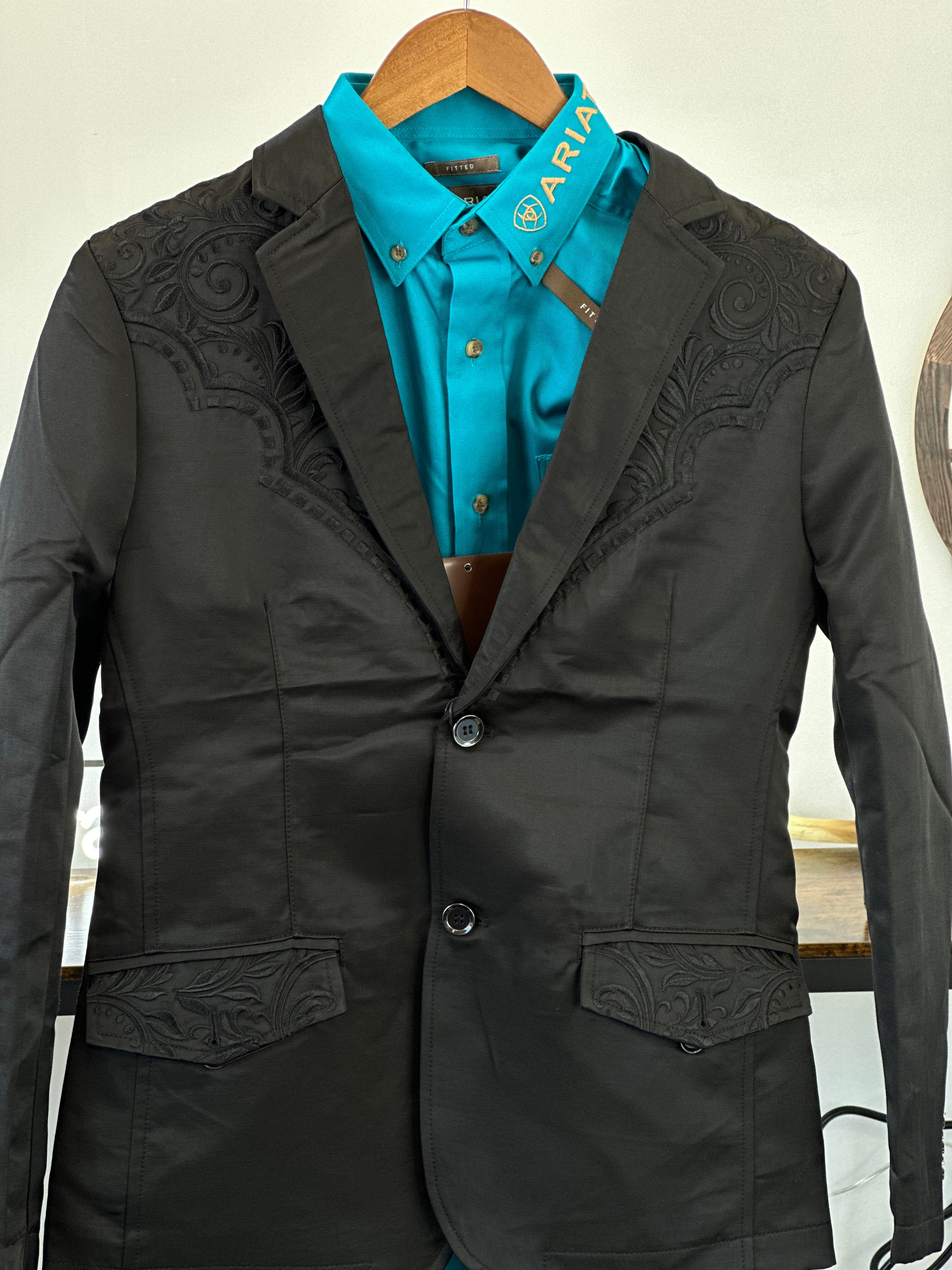 LAMASINI BLACK ON BLACK EMBROIDERED BLAZER LAM506-2847