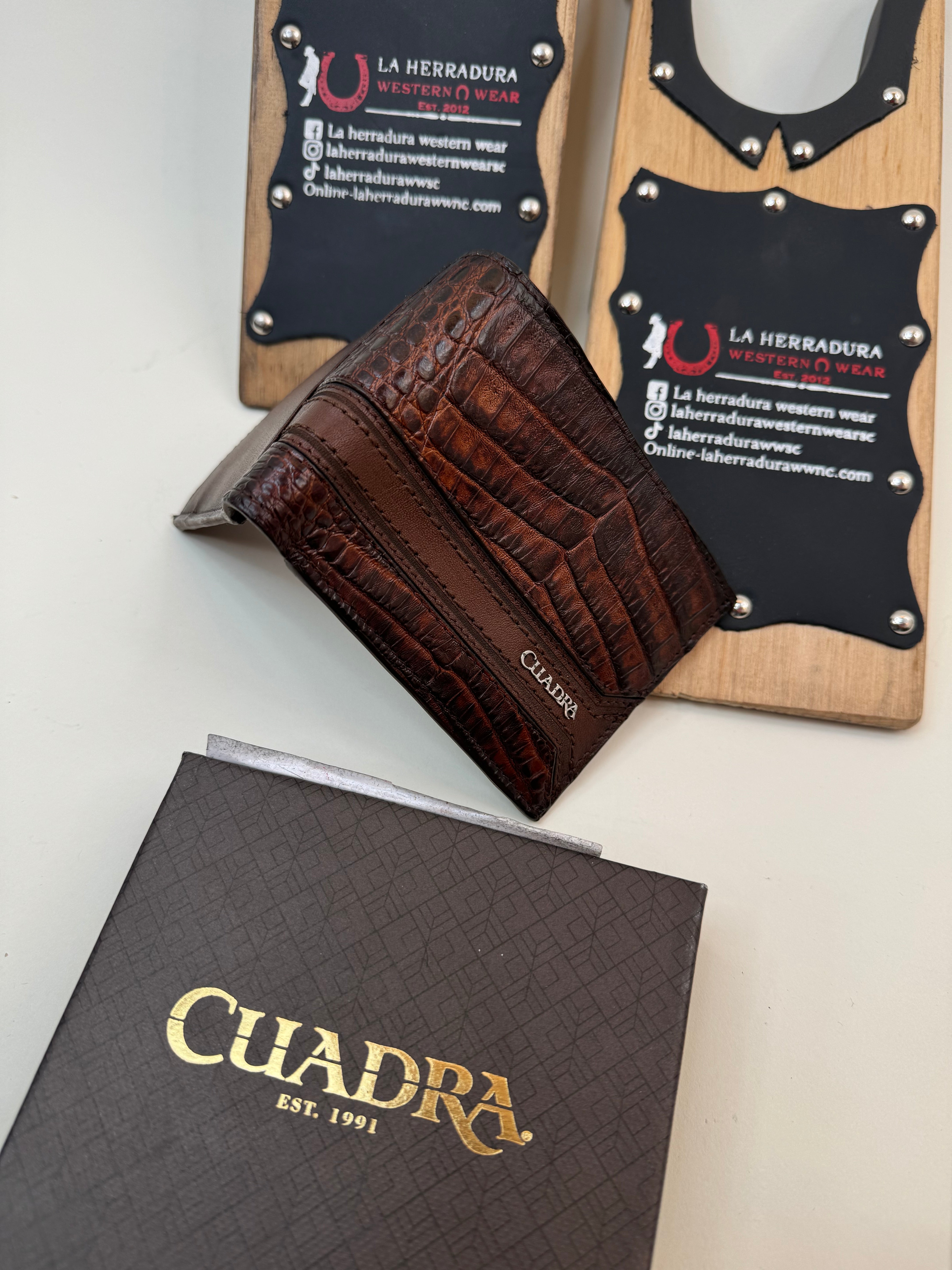 CUADRA EXOTIC CAIMAN BROWN WALLET