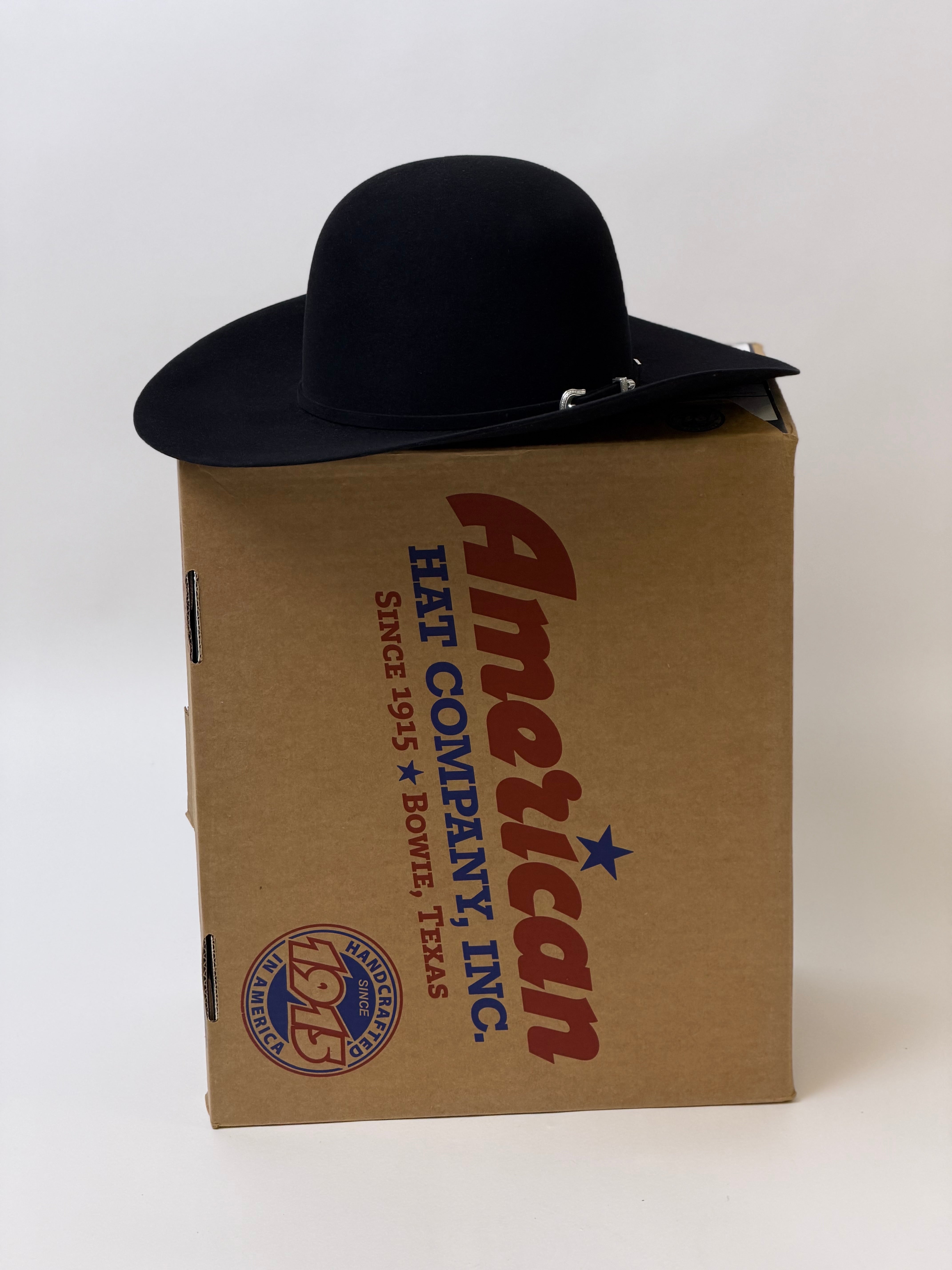 7X American Felt Hat Black Open Crown