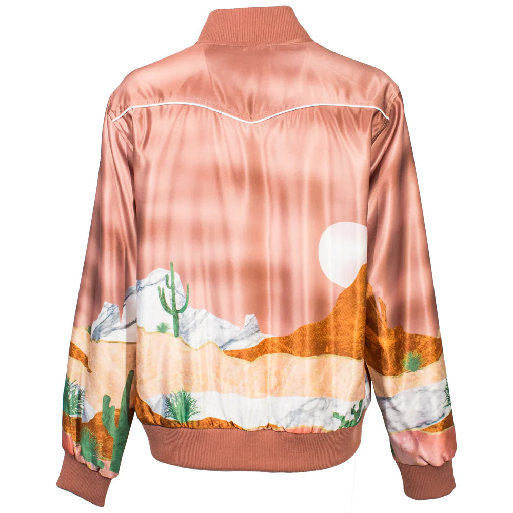 HOOEY LADIES BOMBER JACKET PINK WITH DESERT LANDSCAPE