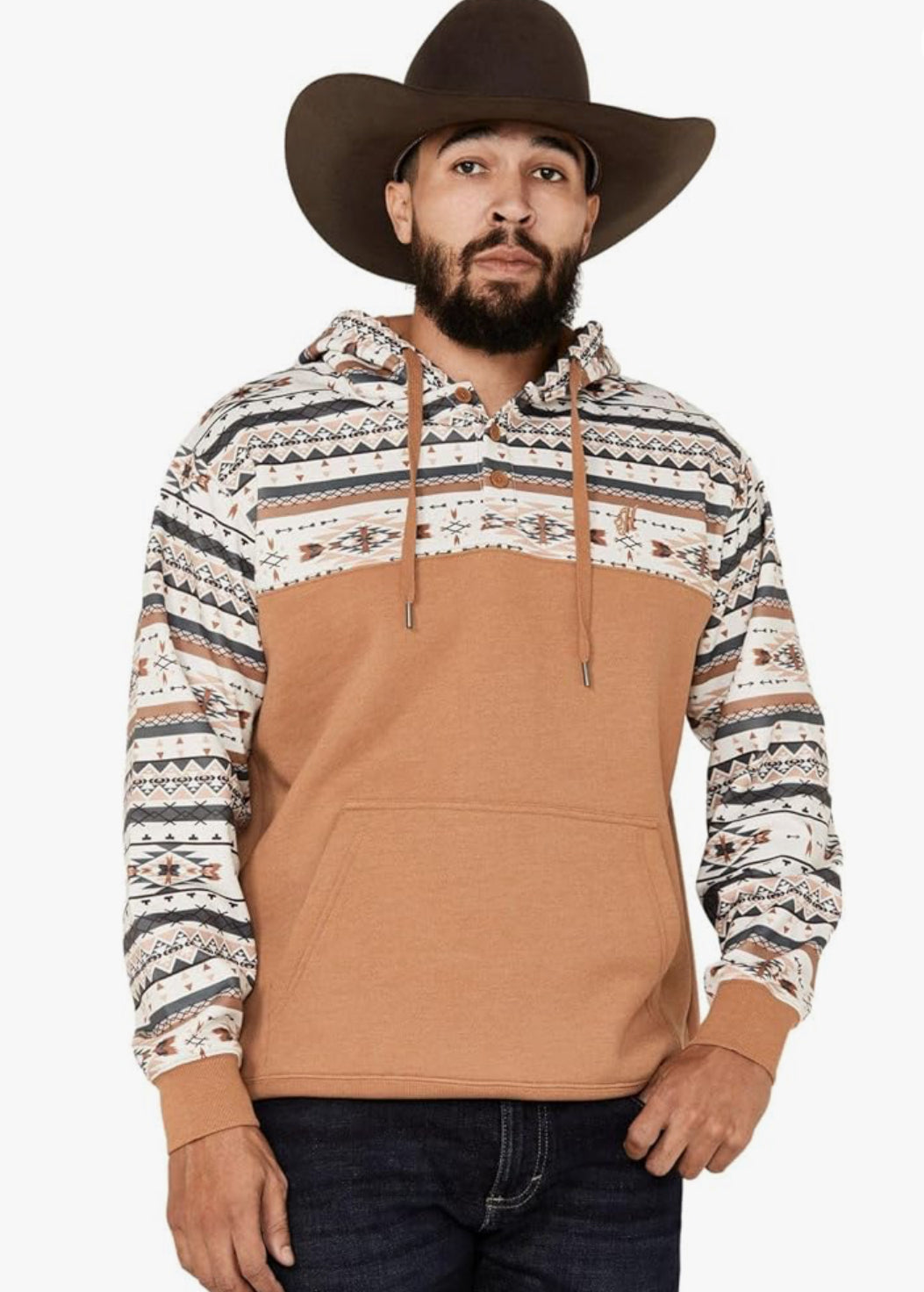 Hooey® Men's Hoodie "Jimmy" Brown w/Aztec Pattern CRBR-S