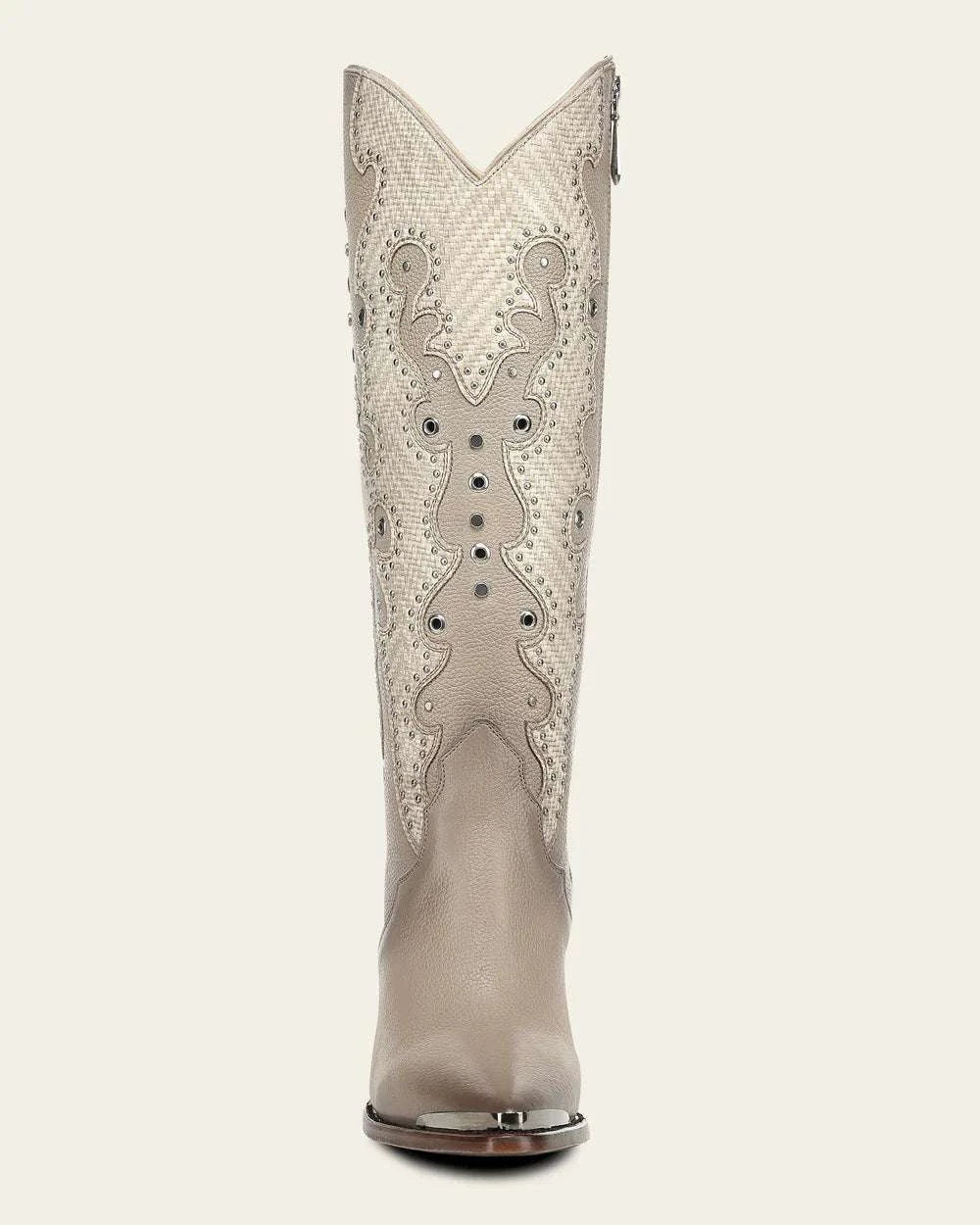 WOMEN’S CUADRA TALL BOOT RES BEIGE EMBROIDERY Y STUDS Y ZIPPER POINTED TOE CC280 Laherradurawwnc.com