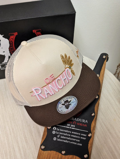 DE RANCHO HATS SNAPBACK BEIGE “DE RANCHO” AZTEC LOGO