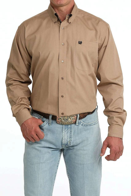 CAMISA MANGA LARGA AJUSTE MODERNO LIGERAMENTE ENTALLADA PARA HOMBRE CINCH COLOR CAQUI - MTW1106090