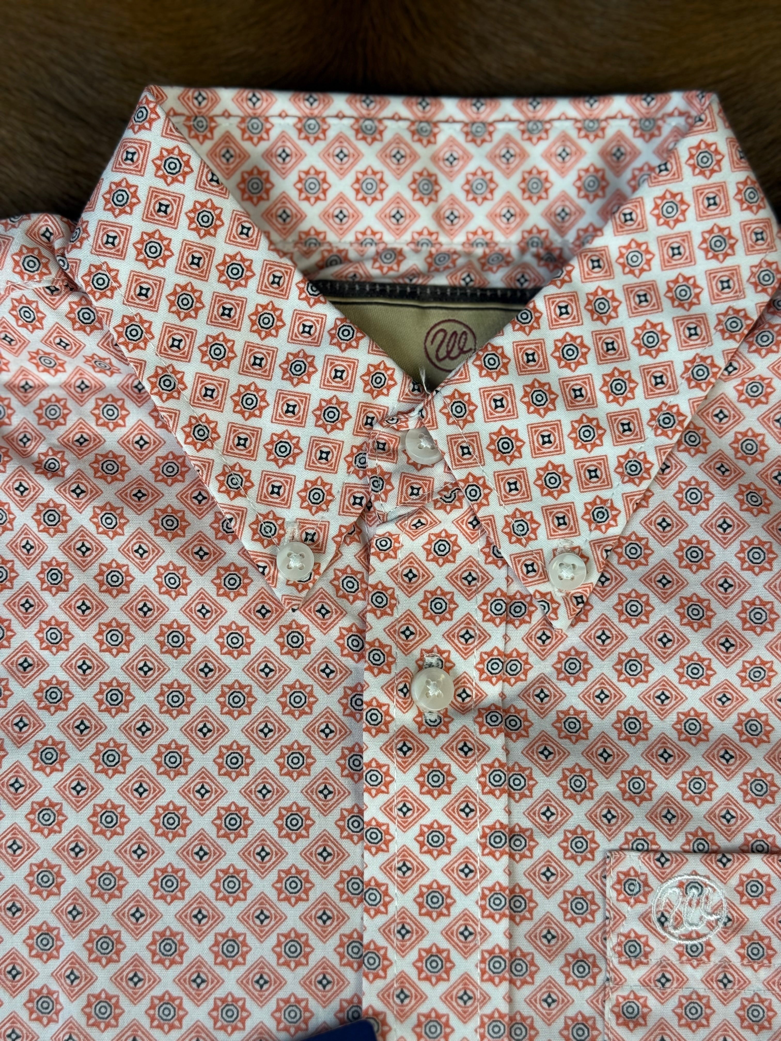 WRANGLER KIDS ORANGE PATTERN LS SHIRT -112346232