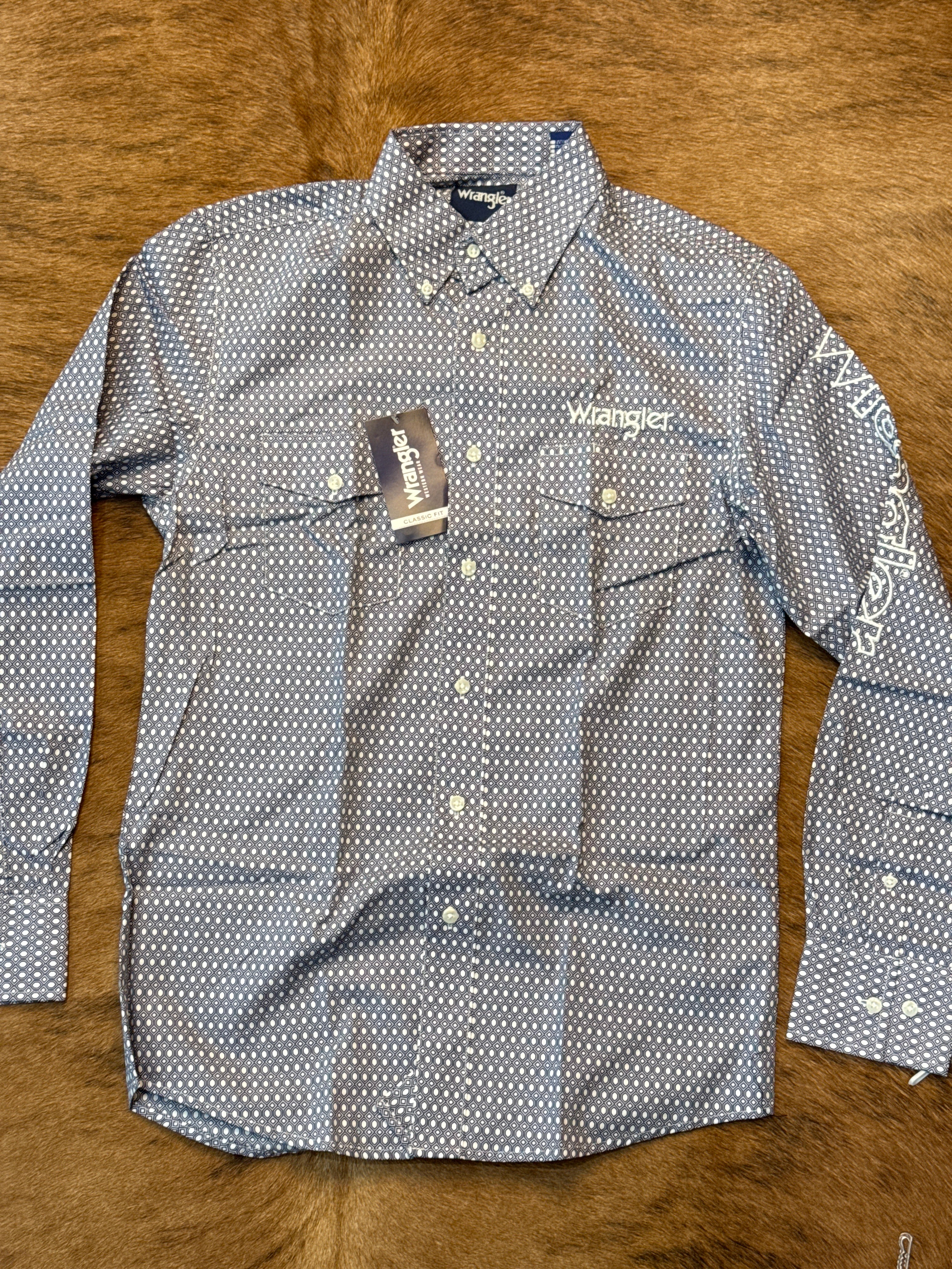 WRANGLER BLUE LONG SLEEVE SHIRT -112344432