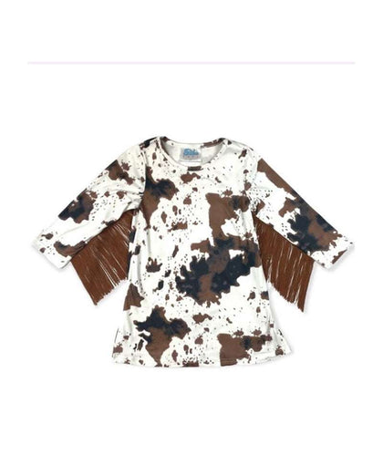 VESTIDO DE MANGA LARGA CON ESTAMPADO MARRÓN Y BLOQUES SHEA BABY SDRF02