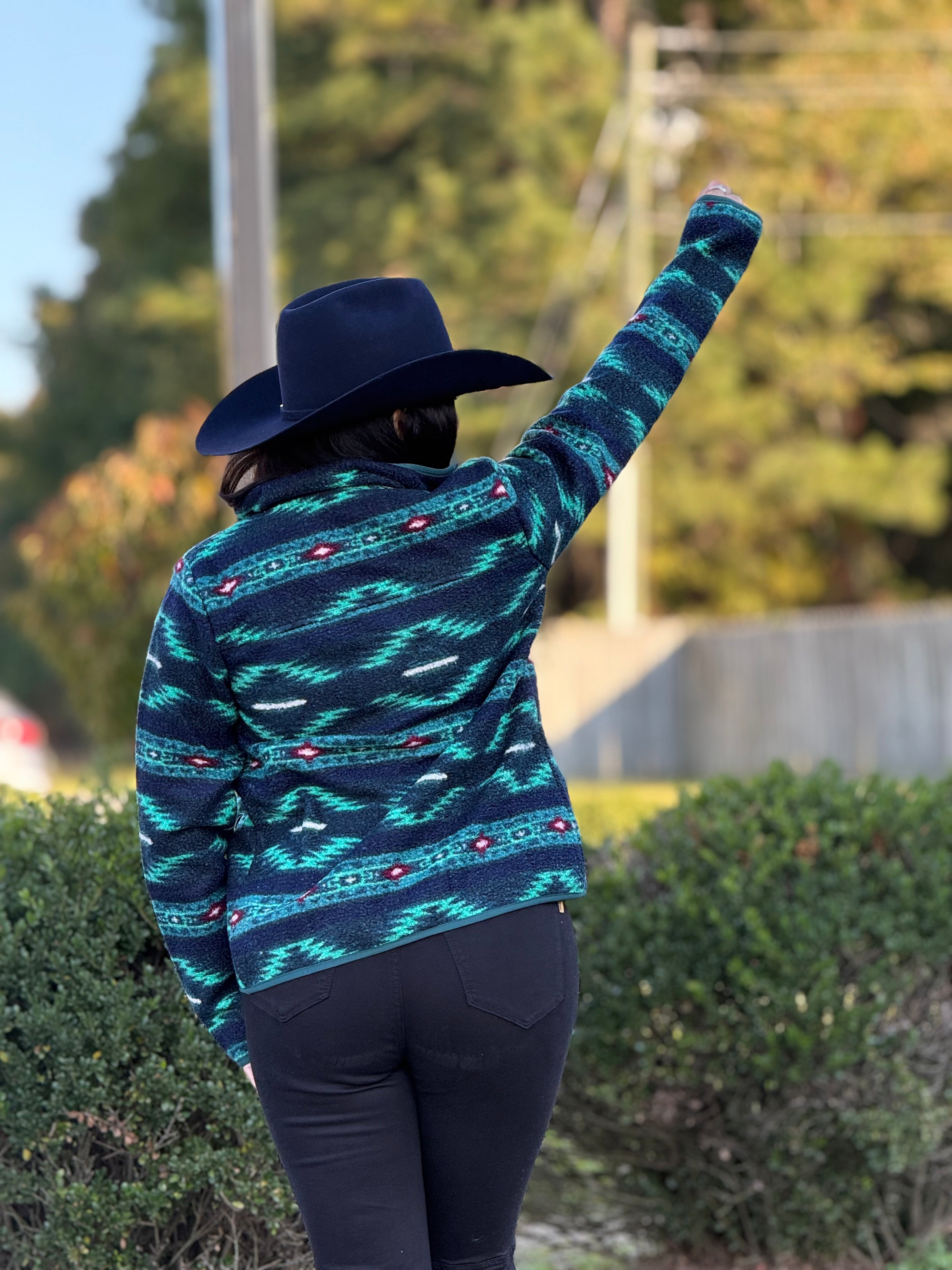 PANHANDLE TEAL PRINTED BERBER JACKET